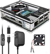 Raspberry Pi 3 B Case with Fan Cooling Pi 3B Case with 3 Pcs Heat-Sinks 5V 3A