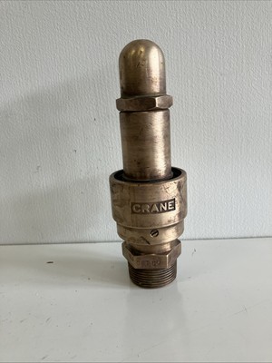 Vintage Crane Brass 1-1/4'' Safety Relief Valve Steam Engine Railroad Locomotive