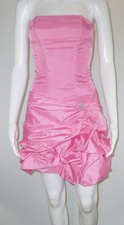 Gunne Sax Jessica McClintock Pink Satin Bubble Dress XS Vintage Prom Strapless