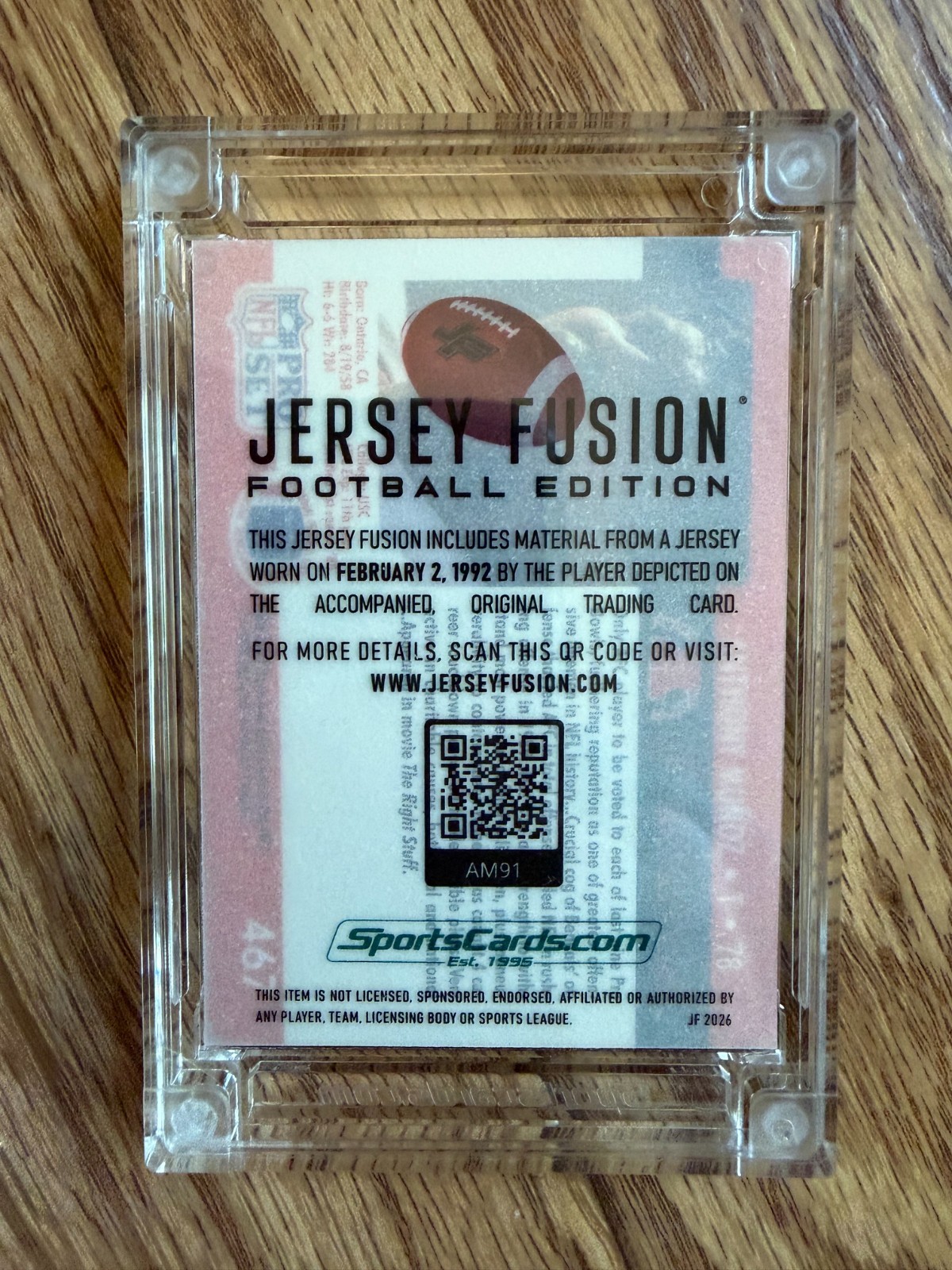 JERSEY FUSION NFL FOOTBALL NFL PRO SET ANTHONY MUNOZ CARD/GAME USED JERSEY PATCH view 2