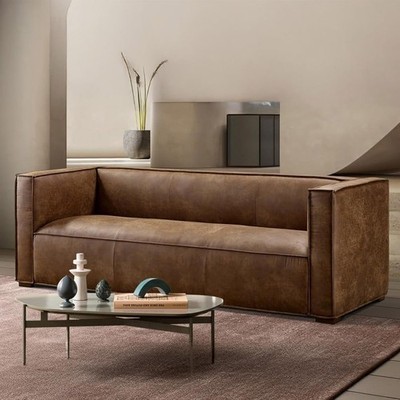83.3'' Mid Century Luxury  Modern Sofa, French mixed fabrics, Square Armrest.Livi