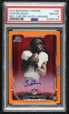 2015 Bowman Chrome Rookie Orange Refractor 5/50 Stefon Diggs PSA 8 Auto 0xh3