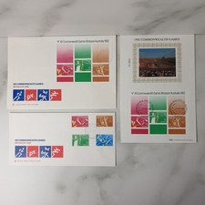 Set Of 3 Australia FDC 1982 Commonwealth Games Wesley Benham Silk Unused (Box 6)