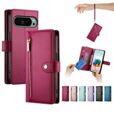 Shockproof Zipper Leather Wallet Case For Google Pixel 10a 9 Pro 8A 7A 8 7 8Pro