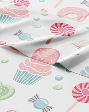 Kids Full Size Sweets Bed Sheets - 4 Piece Kids Sweets Sheet Set - Cupcake Pa...