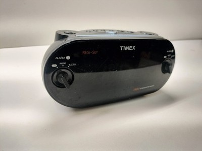 (tested)Timex XBBU Redi-Set Clock Radio Black Dual Alarm AM/FM Battery Backup