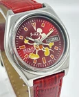 Vintage Seiko 5 Mickey Mouse Red Dial Automatic Movement No7009A Men Wrist Watch