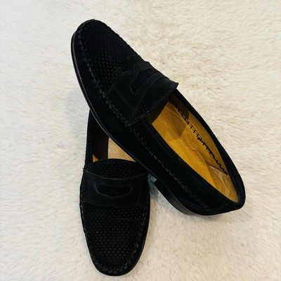 Pertini  Black Suede W/ Eyelet Slip On Casual/Dress Shoes Size 9.5