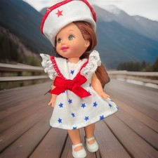 Mattel Kelly Doll w/OOAK 250th Yr America Dress, Hat, White Shoes.