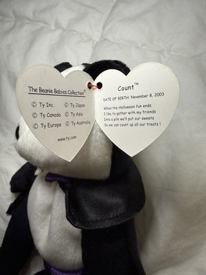 Ty Beanie Baby COUNT Vampire Bear - Halloween Dracula Panda 2003