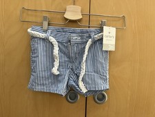NWT. Carter's 3T Shorts. Blue and White Striped.Adjustable Waiste. Belt, Pockets