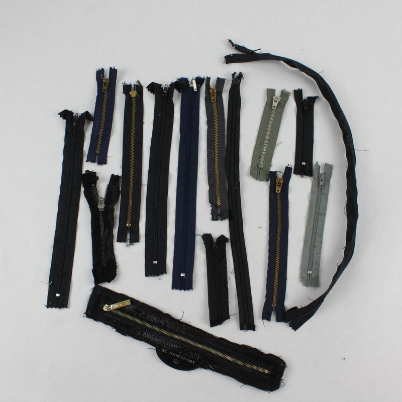 Lot of 15 Used Replacement Zippers Assorted Colors & Sizes