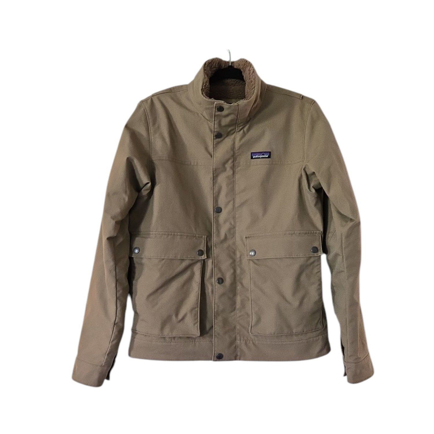 Patagonia Sherpa-Lined Mojave Khaki Canvas Jacket for Men Size Small