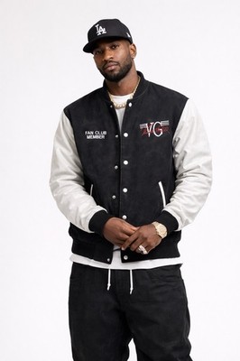 Vintage Heavy Weight Lined Varsity Jacket Letterman Fan Club Denim Vince Gill XL