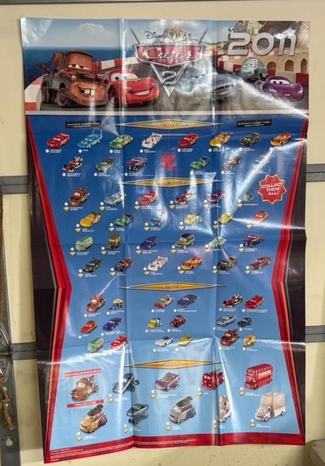 Cars 2 Diecast Poster Disney Pixar Mattel 2011 Kmart Exclusive