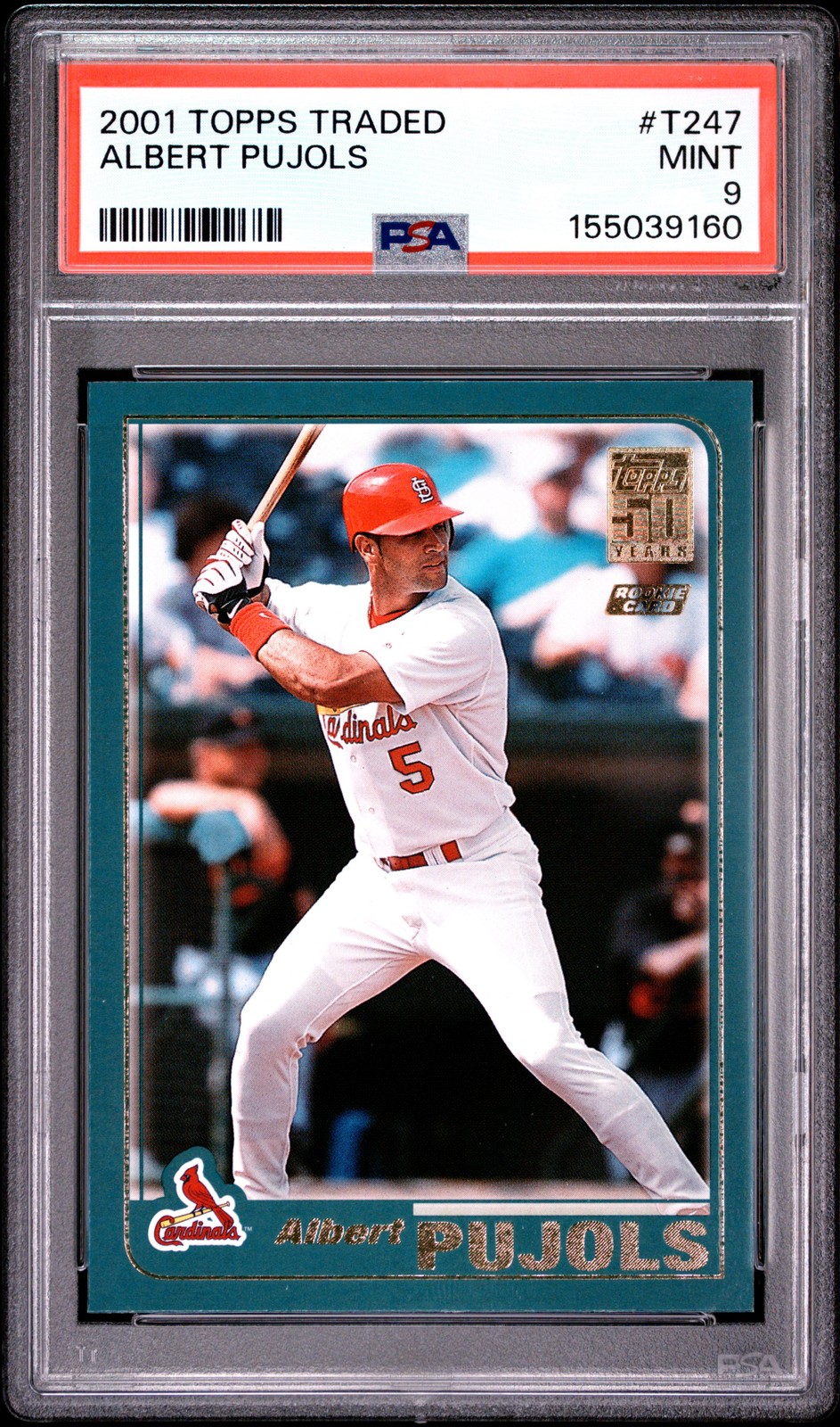 2001 TOPPS TRADED #T247 ALBERT PUJOLS ROOKIE RC PSA 9 view 1