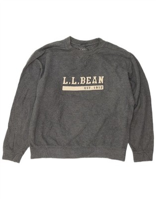 L.L.BEAN Herren Grafik Sweatshirt Pullover Medium Grau Baumwolle WX03