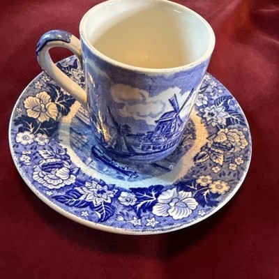 Palissy Pottery Thames River Scenes Demitasse Cup and Saucer Made in England