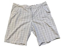 VYG Ocean Pacific OP Shorts Men 40 Brown Plaid 100% Cotton Casual Outdoors Chino