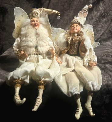 Vintage Winward Fairy Pixie Elf Shelf Sitters Christmas Table Top Pair