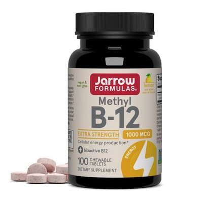 Jarrow Formulas Methyl Vitamin B-12 1000 mcg, 100 Chewable Tablets, Lemon Flavor