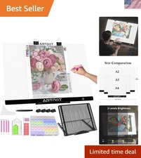 A2 LED Light Pad - Adjustable Brightness & 12 Angle Stand for Diamond Painting