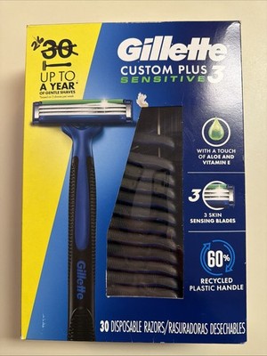 Gillette Custom Plus3 Sensitive Disposable Razors 26 Count - Open Box