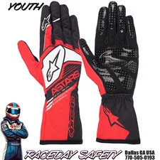 Alpinestars Youth Tech-1 K RACE S V2 CORPORATE Kart Race Gloves Red/Black