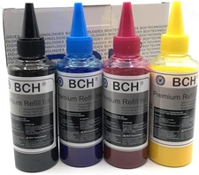 BCH Premium DTF Ink – 400ml Black, Cyan, Magenta, Yellow – Direct to Black 