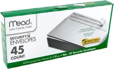 Mead #10 Envelopes, Security Printed Lining for Privacy - 45 per Box (75026)
