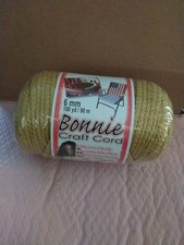 NEW OLD STOCK 80's Bonnie Macrame Braid 6mm 100 Yds Craft Cord Gold