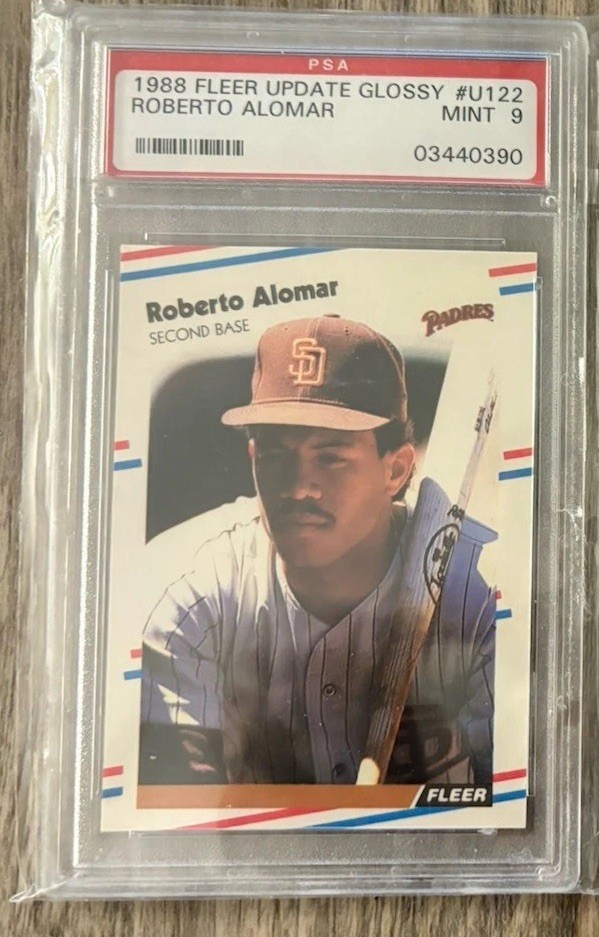 Roberto Alomar 1988 Fleer Update Glossy U122 San Diego Padres RC PSA 9 Mint