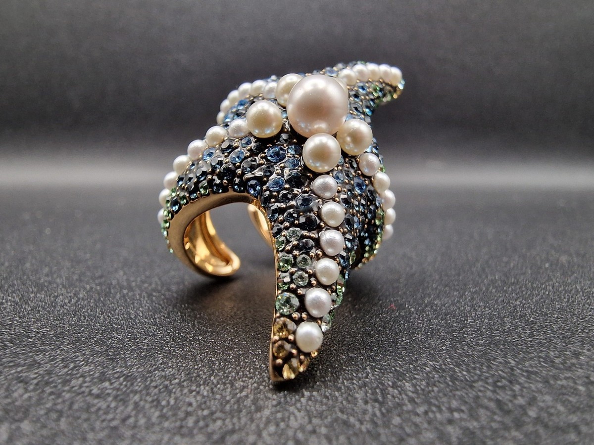 Swarovski Idyllia Ring Coctail Crystal Pearls Starfish