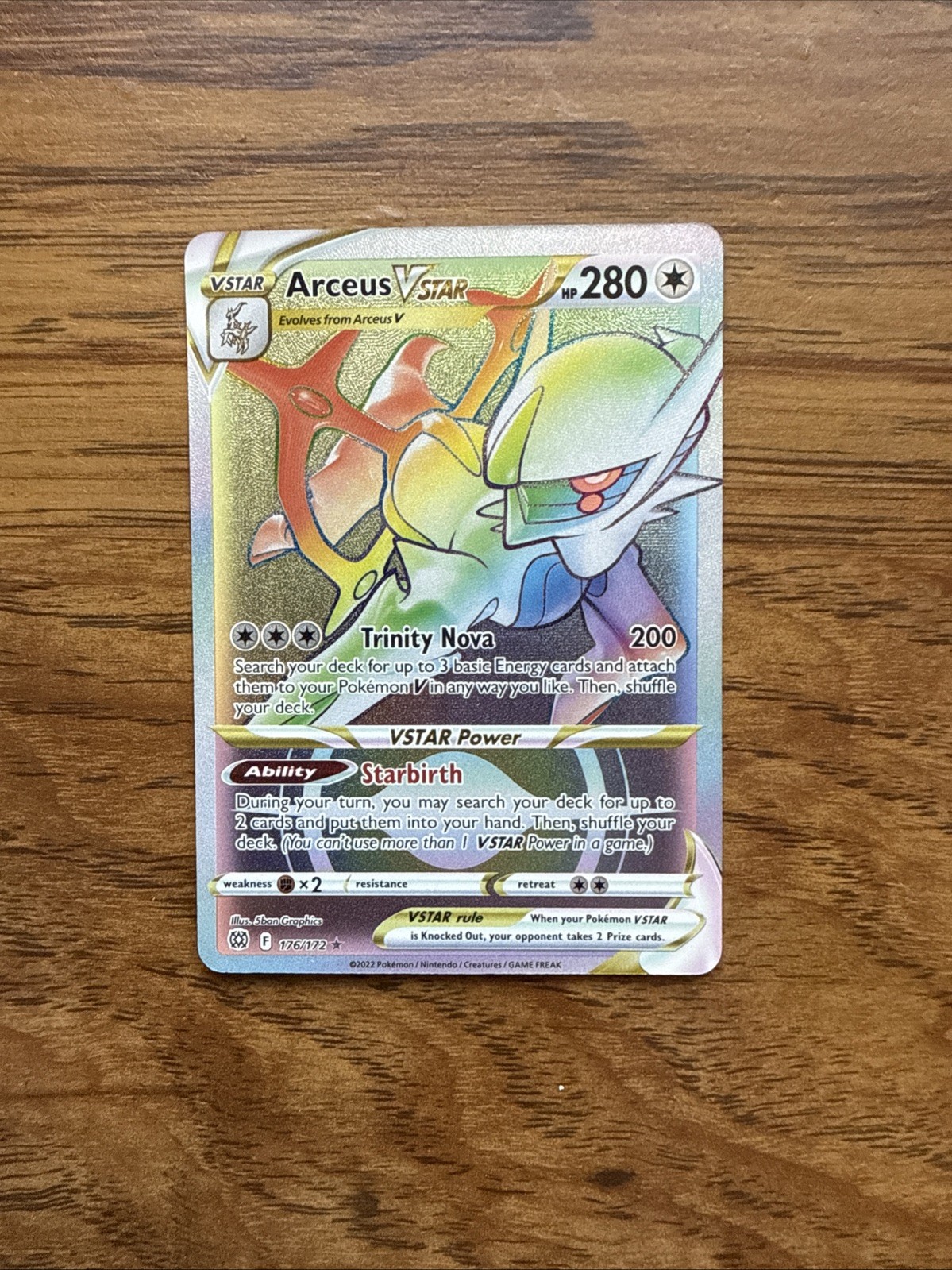 Rainbow Arceus VSTAR 176/172 - Brilliant Stars Secret Rare - Near Mint 