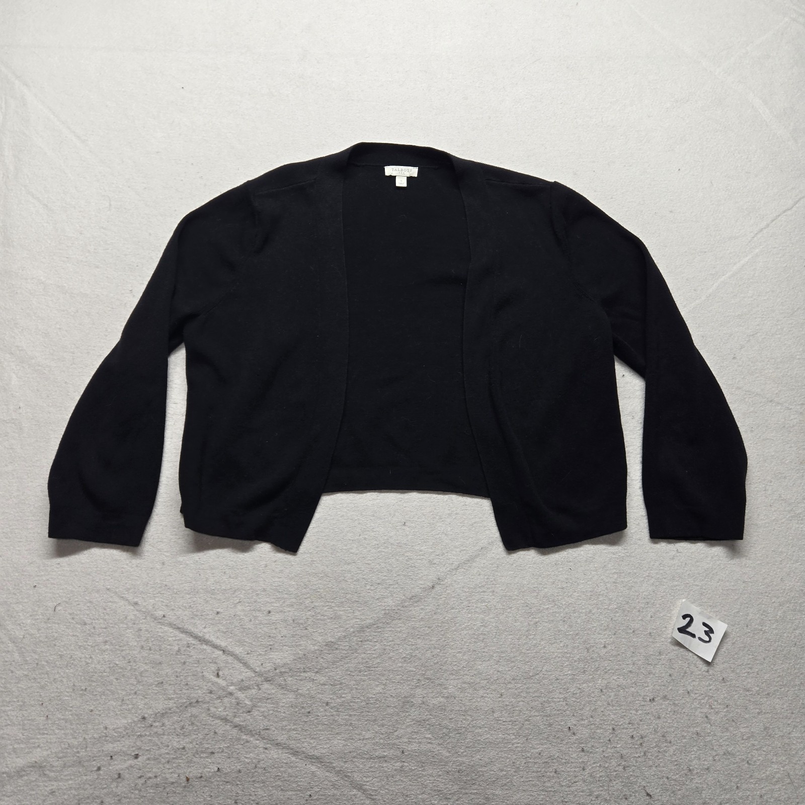 Talbots Solid Black Open Knit Cardigan Sweater To… - image 1