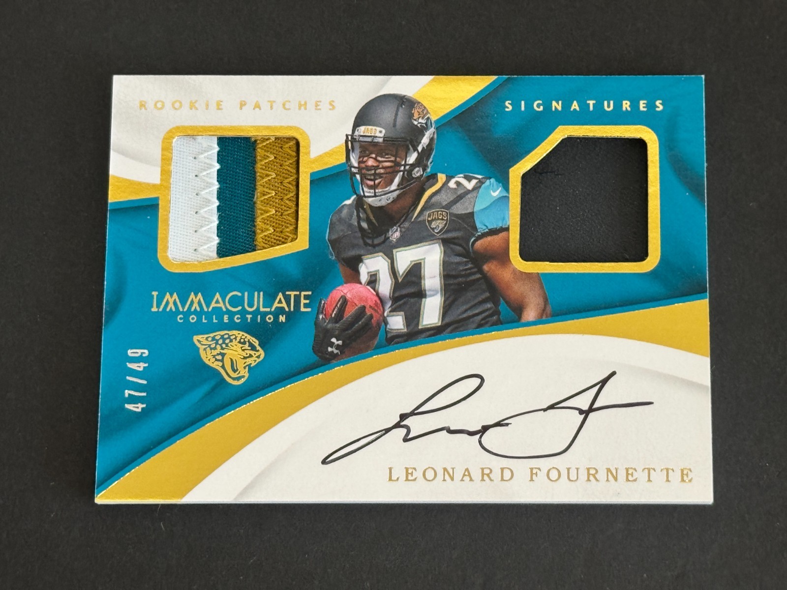 Leonard Fournette 2017 Immaculate Dual RC Patch Auto #ed 47 /49