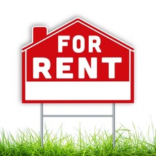 For Rent Sign with Stake for Yard, 13x17 DS Coroplast Rental Sign for Home, A...