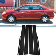 6pcs Glossy Black Pillar Posts Door Window Covers Trim For 03-08 Toyota Corolla