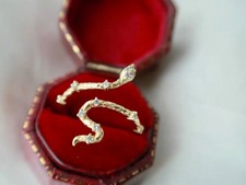 Handmade 3D Hammered Snake Adjustable Ring, Unique Niche Designer Jewelry