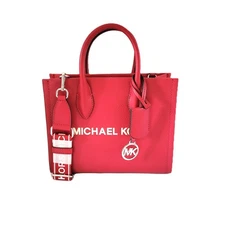 Michael Kors Mirella Small Shopper Top Zip Crossbody Handbag Dark Raspberry