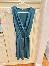 Uniqlo Sleeveless Wrap Dress in Teal Green