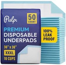 50 x PULP Premium Incontinence Bed Pads 36" x 36" | Extra Large Disposable...