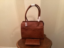 Patricia Nash Paris Large Satchel Tooled Handbag Florence Leather with Wallet