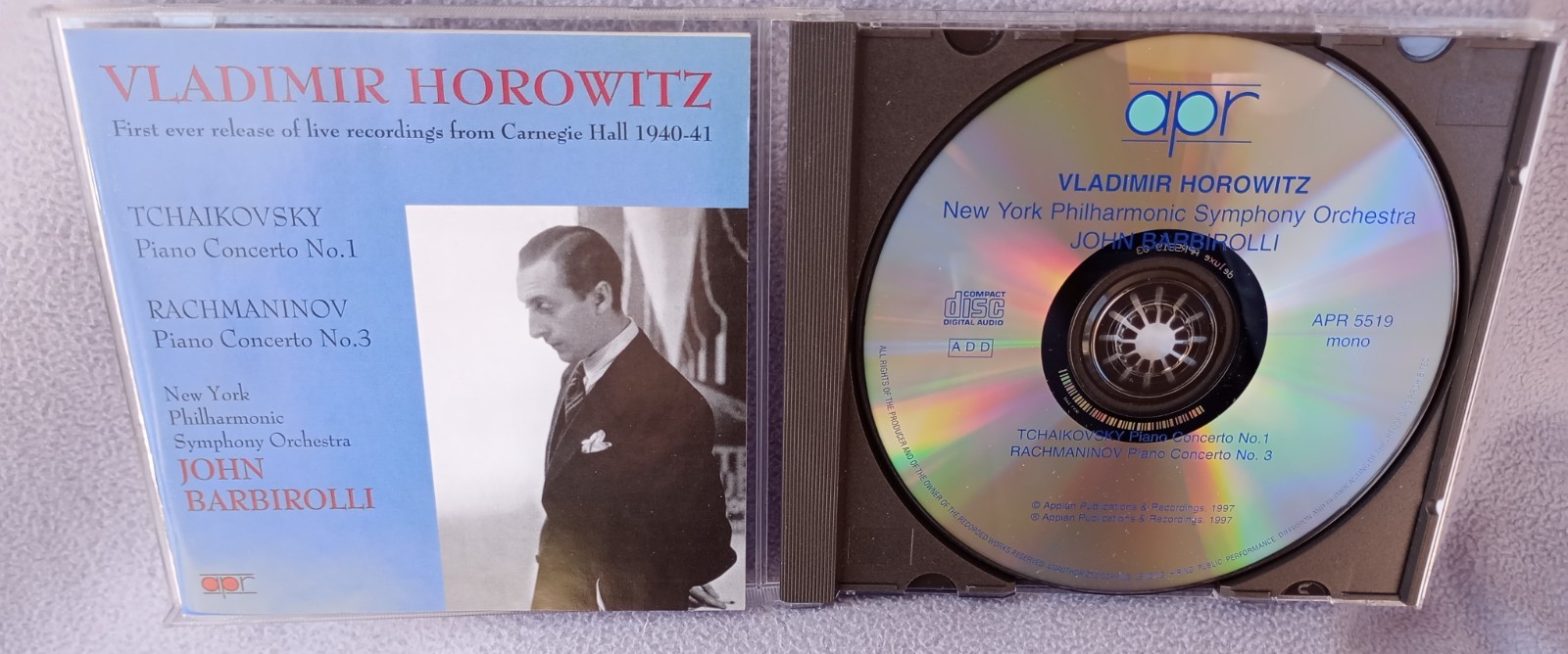 HOROWITZ LIVE CARNEGIE HALL TCHAIKOVSKY PIANO CONCERTO 1 RACHMANINOV 3 Appian CD