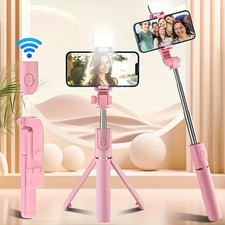 Selfie Stick Tripod with Fill Light Wireless Remote 360 Phone Stand Vlogging