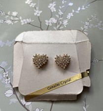 Pair of Heart Shaped Genuine Crystal Stud Earrings