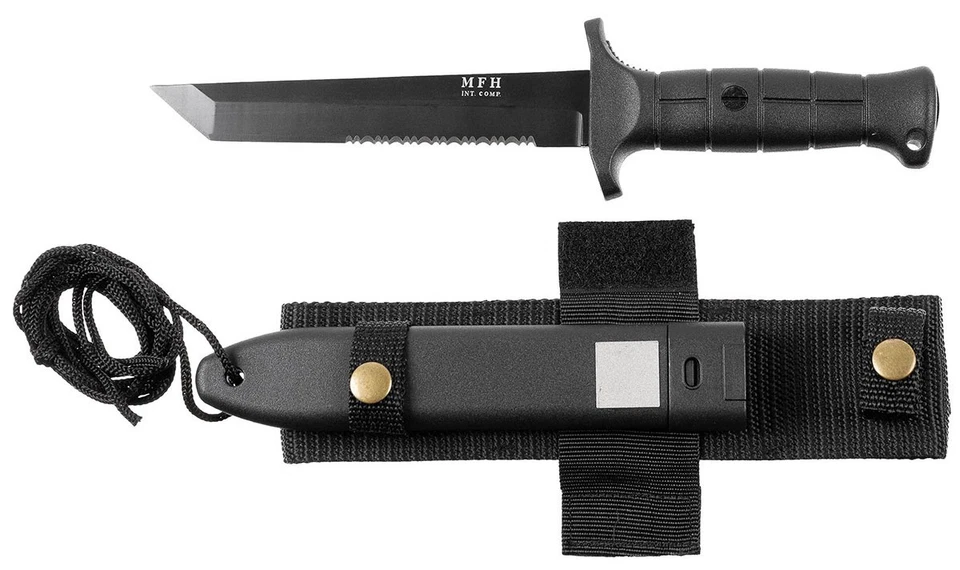 Bundeswehr taktisches Tanto Feldmesser Fahrtenmesser Outdoor schwarz MFH 44133