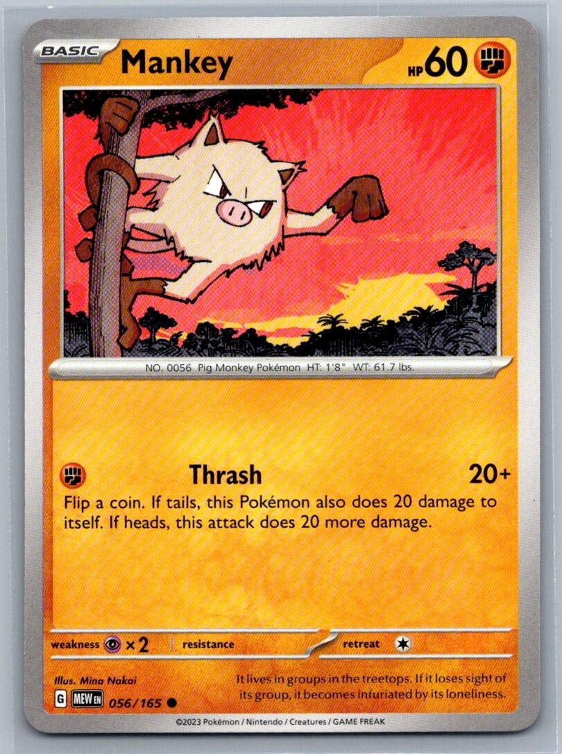 Mankey 56/165 Scarlet & Violet 151 Common Pokémon TCG 2023