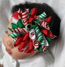 Christmas Korker 3  Hair Bow, Christmas Hairbow headband red, green white bow