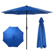 Aluminum Pole Patio Umbrella with Crank and Tilt Function - 9FT Round Outdoor